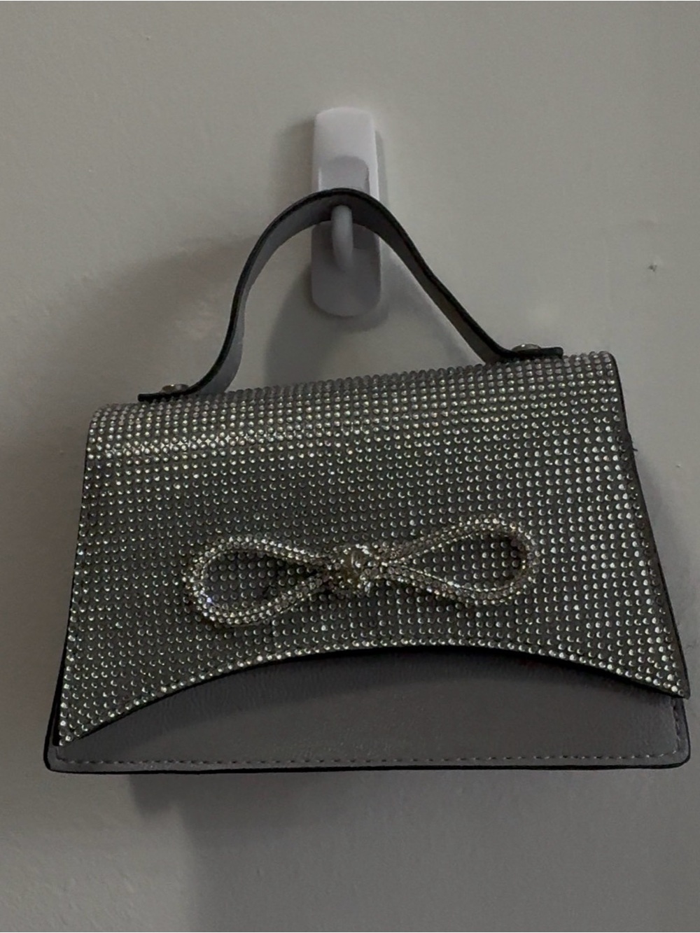 Women’s Gray Crystal-Embellished Top-Handle Bag